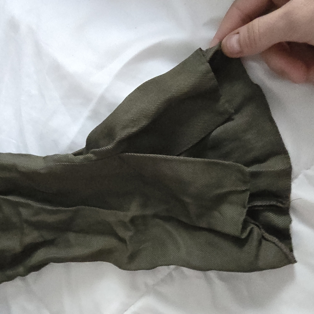 Uterque Straight Trousers Olive Green Made in Spain - Picture 14 of 15